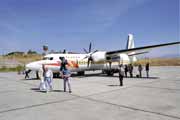 Fokker  F50 Etiopsk�ch aerolini�. Typick� letadlo na frekventovan�ch lok�ln�ch link�ch. Sever,  Etiopie.