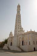 Me�ita Al-Muhdar ve m�st� Tarim. Jej� minaret je s v��kou 40 metr� nejvy��m v Jemenu. Oblast Wadi Hadramawt. Jemen.